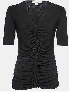 Burberry London Black Ruched Jersey Top